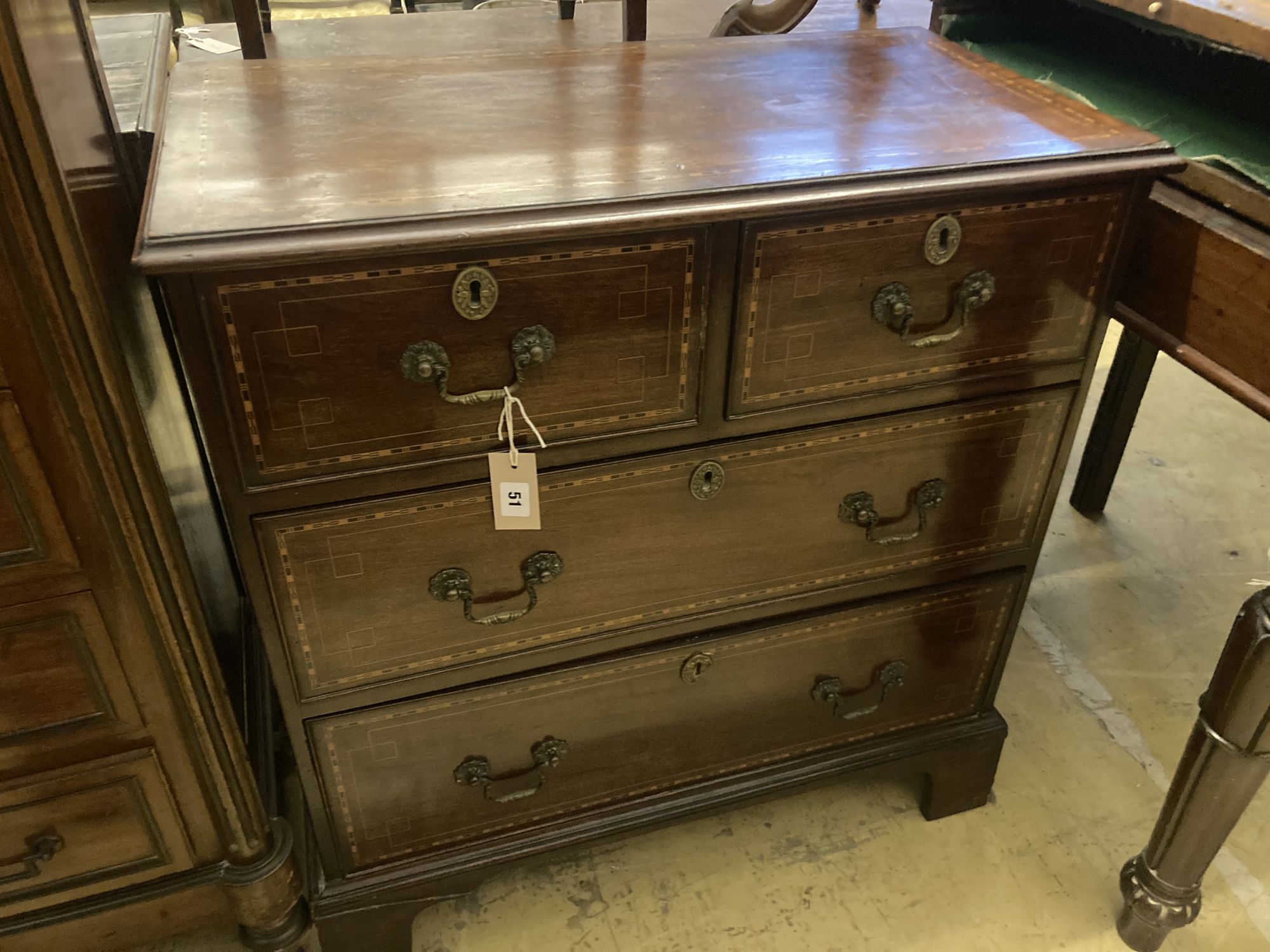 A George III mahogany four drawer chest, width 76cm, depth 40cm, height 81cm